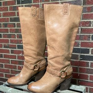 LUCKY BRAND ETHELDA Tan LEATHER Tall BOOTS Women’s size 9 EUC